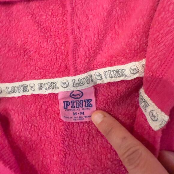 Vintage Victoria's Secret Love PINK Pullover Hoodie Dog Logo Pink Women's Medium - Picture 4 of 7